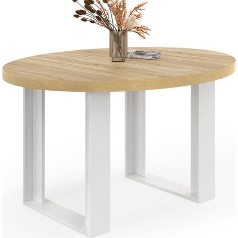 Runder Esstisch PHOENIX 4 Personen Holz und Weiß 110 cm