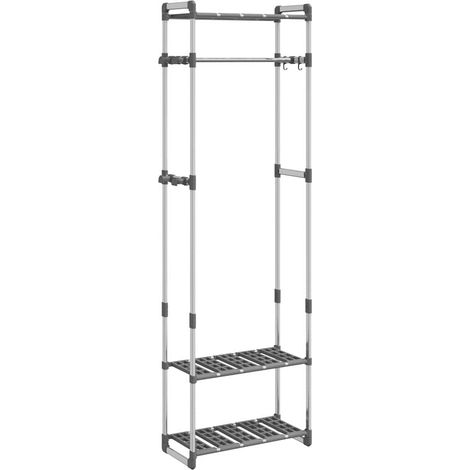 vidaXL Estantería para ropa 3 alturas aluminio plateado 59x29x192 cm (1/2)