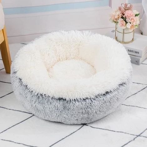 Panier Chat Moelleux,Lit Chat,Coussin Apaisant pour Chat,Panier Chien Lit,Antidérapant,Rond et Peluche Lit Chien Lavable 50cm (1/4)