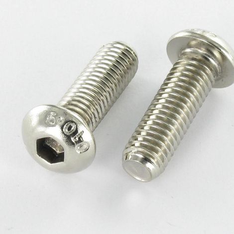 Vis métaux BHC (Tête Bombée Hexagonal creux) M8X45 Filetage total Classe 10.9 Clé de 5 HC5 Acier nickelé-1 pièce