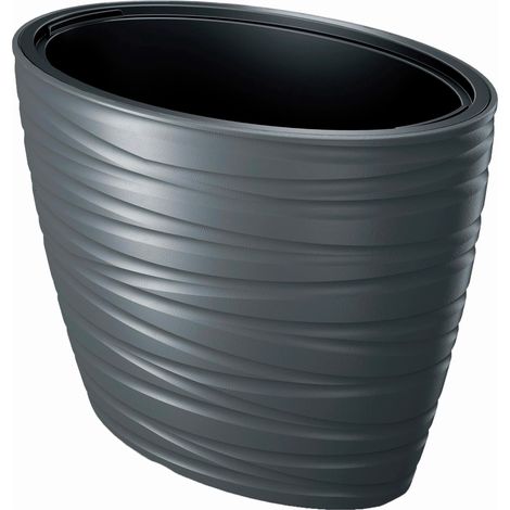 Maceta ovalada con deposito 56L Maze de plastico en color antracita 58,5 (largo) x 38,5 (ancho) x 42,3 (alto) cm (1/2)