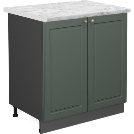 Mueble bajo de cocina Fame-Line, Verde dorado Casa de campo/Antracita, 80 cm encimera Mármol, Vicco (1/5)