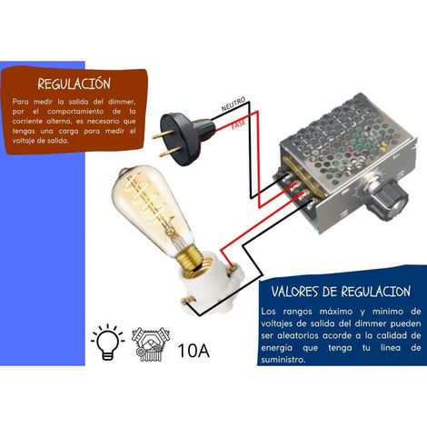 Régulateur de tension électronique à thyristors haute puissance 4000 W avec variation d'intensité, contrôle de la vitesse et réglage de la température, équipé d'un porte-fusible. (1/5)