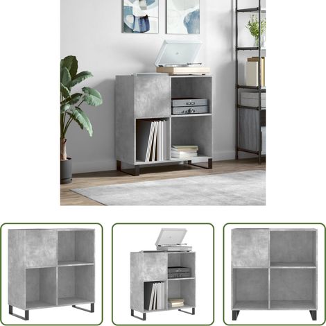 Rangement disques -  Armoire à disques gris béton 84,5x38x89 cm bois d'ingénierie (1/5)