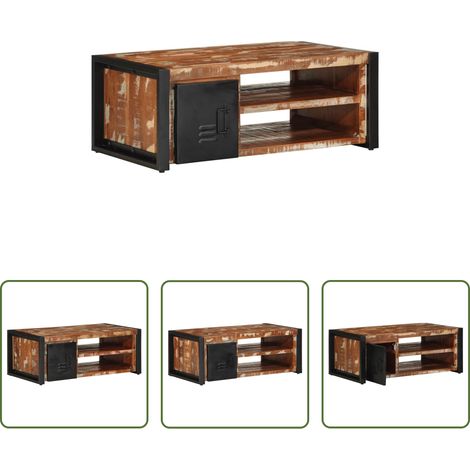 Massivholz Tisch - Couchtisch Mehrfarbig 90x50x36 cm Altholz Massiv (1/5)