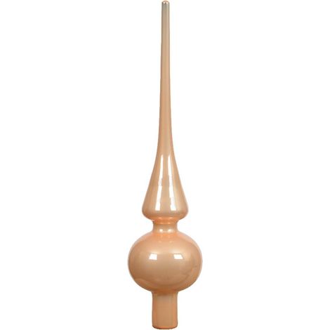 Kaemingk – Cimier de sapin de Noël en verre, pêche nacré (Peach Pearl) brillant – Ø 6 cm, hauteur 26 cm (1/2)