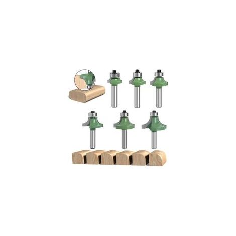 Lot de 6 Fraise Défonceuse à Bois 8 mm, Fraise Quart de Rond avec Tige 8 mm, Fraises pour Défonceuse à Bois, Fraise à Rainurer Arrondi pour le Travail du Bois (6) (1/4)