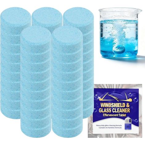 50 Pastilles Lave-Glace Concentré Écologique, 200L Solution Nettoyage Pare-Brise Toutes Saisons pour Voiture