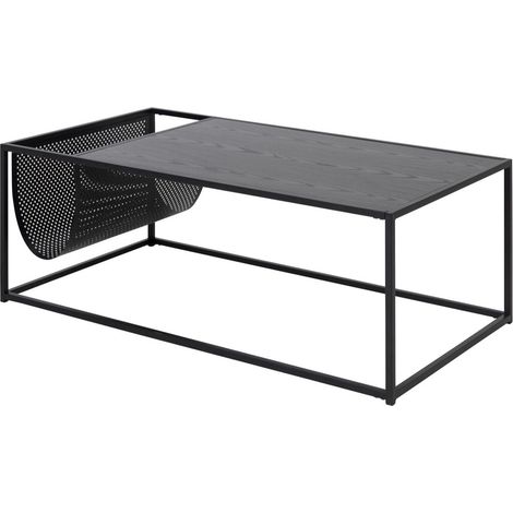 Mesa de centro Norsica Sevferi 130, Cenizas negro + Negro, 40x60x110cm, Diámetro: 0, MDF, Angular (1/5)