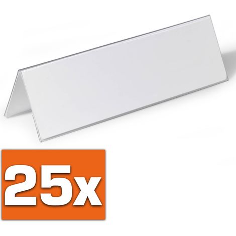 Durable 805319 Tischnamensschild, 25 Stück, 105/210x297 mm, transparent mit weißer Papiereinlage (1/5)