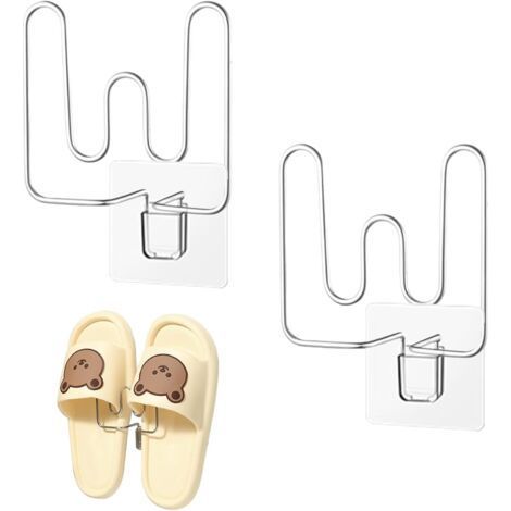 Range Chaussures Mural, Etagere Chaussures pour Pantoufles, Range Chaussures Suspendu Multifonctionnel, Porte Chaussure Sans Perçage, étagère à Chaussures Acier Inoxydable, Porte Chaussur (1/5)