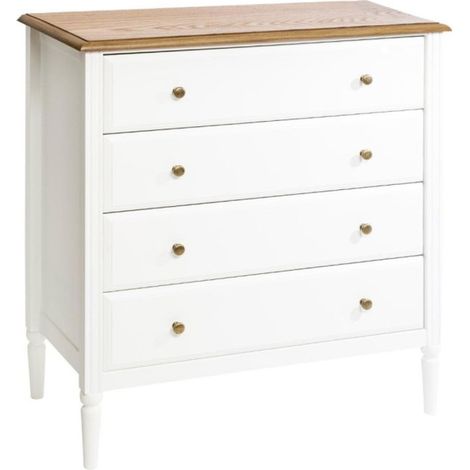 Atmosphera – Commode 4 tiroirs en bois Solen 85cm blanc – MDF et frêne – Rangement optimal pour intérieur moderne – Facile à monter et entretenir (1/5)
