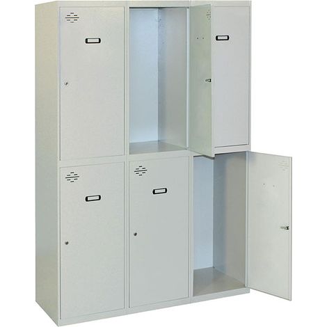 SimonRack Armadietto Spogliatoio Metallico 3 Anta, 1800x1200x500 mm, 3 Moduli, Serratura con Chiave e Areatori, Grigio - Simonlocker