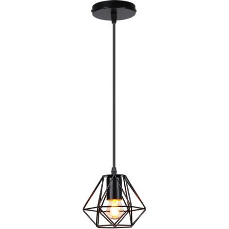 royaluxe- Plafonnier Rétro Suspension Luminaire D'Intérieur Vintage Noire Suspension Lustre Cage En Fer Métallique , Pour Cuisine, Café, Bureau, Salle À Manger