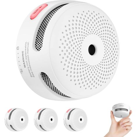Mini-Détecteur de Fumée avec Ans d'Autonomie, Détecteur de Fumée Conforme à la Norme en , Détecteur d'Incendie avec Capteur Photoélectrique, , Lot de (1/5)