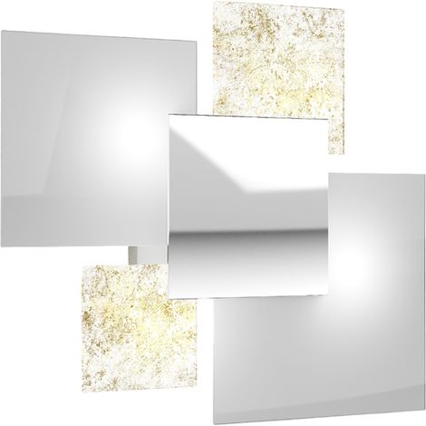 Plafonnier moderne 1088/45-FO Verre Blanc et Feuille d'Or 4xG9