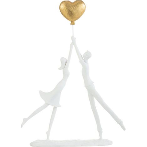 Statuette Déco Couple Debout "Cœur" 37cm Blanc