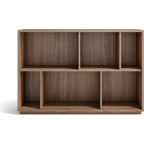 Meuble de rangement, collection NACK (547), bibliothèque étagère à 2 nivaux en mélamine.- noyer velmore