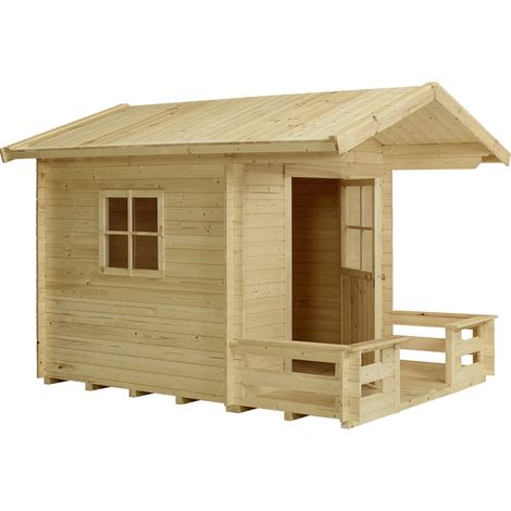 Plus Spielhaus mit Terrasse 182 x 161 cm + 72 cm Terrasse Kinderspielhäuser (1/2)