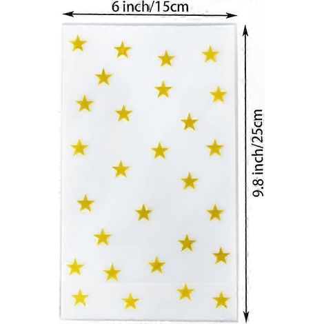 Sachets transparents Gold Star 10 x 6 pouces, sachets cadeaux en cellophane pour biscuits, paquet de 50 (1/3)
