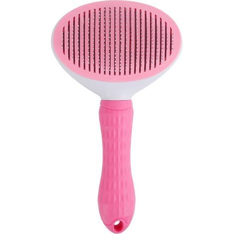 Brosse de nettoyage et peigne démêlant - Idéale pour le toilettage des chiens et chats à poils longs et courts - Outil pour éliminer les poils morts et les nœuds - Rose (1/5)