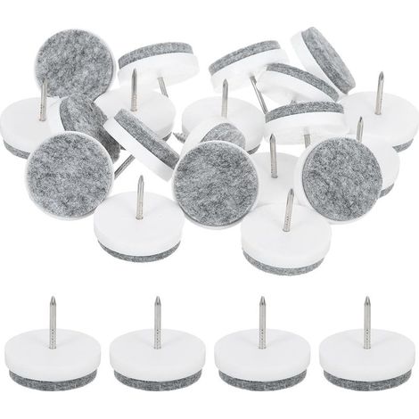 Packung mit 40 Filzgleitern zum Annageln, runde Gleiter für Stuhl- und Tischbeine, Bodenschutz für Hartholzböden (weiß, 30 mm) (1/5)