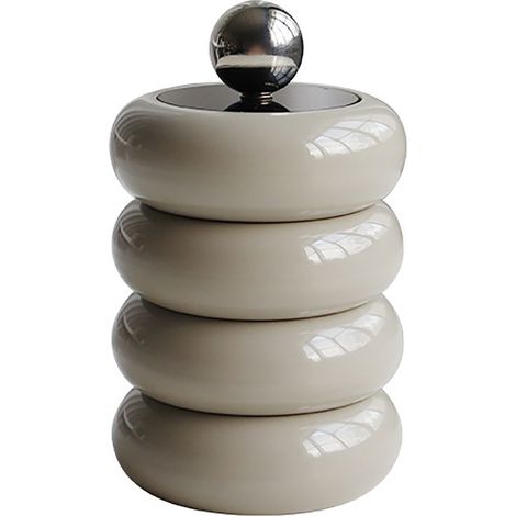 Porte-coton tige style nordique distributeur de coton-tige antistatique boîte de rangement forme donut avec couvercle kaki 4 étages (1/5)