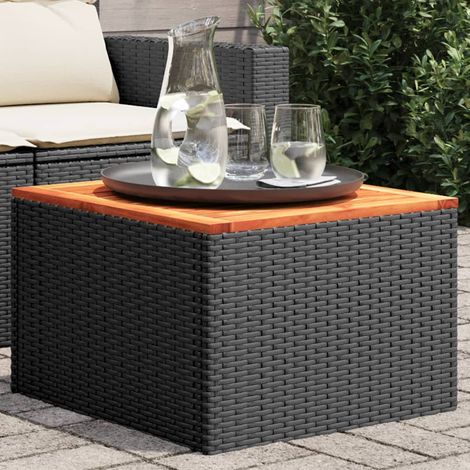 vidaXL Tavolo da giardino nero 55x55x37 cm in polyrattan e legno