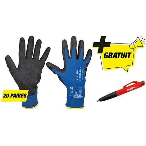 Paquet de gants de montage taille XL avec marqueur de perçage gratuit