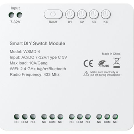 Tuya WiFi Intelligent Switch Module Compact Maison Timing Control Voice Control Wireless APP Télécommande 4 Channel Switch Module Compatible avec Google Maison et (1/5)