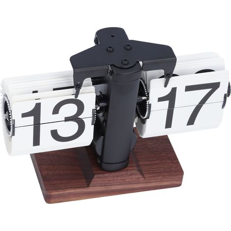 Horloge rabattable rétro, Style minimaliste élégant, petite Balance 24H, rotation automatique des pages, mécanique, étagère noire et blanche (1/5)