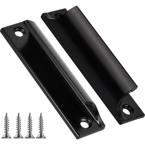 Poignée de porte extérieure (noire) en 2 parties - Poignée de porte coulissante, poignée intérieure invisible, kit (1/5)