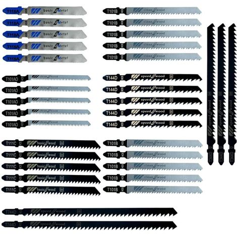 Professional 35 pièces Emmanchement T Jeu de lames de scie sauteuse Basic, pour Couper du Métal, Bois, T118A/T144D/ T101BR/T101AO/T111C/T744D/T344D, pour Panneau de Particules, Contre-plaqué
