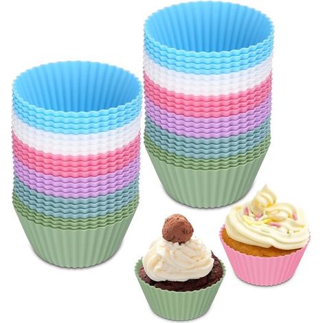 Stampi in silicone per muffin con rivestimento antiaderente riutilizzabile, ideali per torte, creme e budini. (1/5)