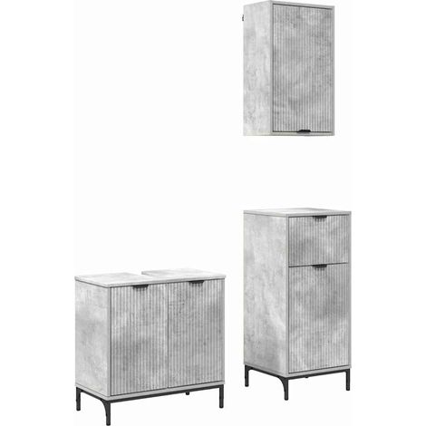 Juego de muebles de baño con cajón 3 pcs Gris hormigón vidaXL