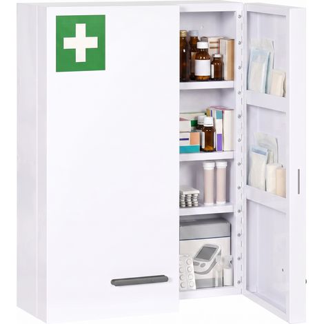 kleankin Mobiletto Medicine a 6 Ripiani in Acciaio 55x18x60 cm Bianco (1/5)