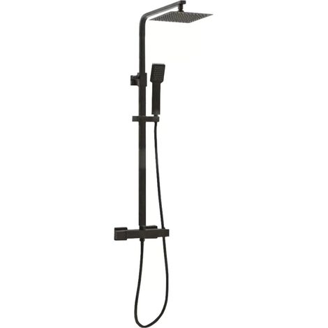 Lyla Matt Black Square Thermostatic Bathroom Bar Mixer Valve Shower Set