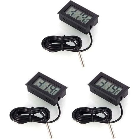 Enowelir Monitor de Temperatura Digital LCD Termómetro con sonda Externa para el refrigerador y congelador Acuario -Black (1/4)