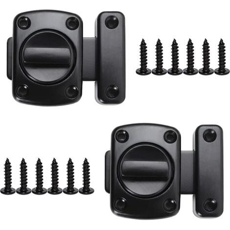 (Black) 2 Pieces 42x30mm Rotating Security Door Latch, Zinc Alloy Door Lock, Rotating Door Lock with Screws for Bathroom Door, Cabinet Door (1/5)