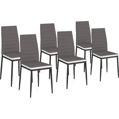 Set di 6 sedie da pranzo grigie con fascia bianca per sala ROMANE