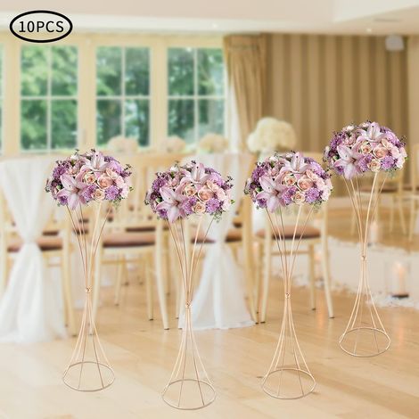 10tlg Trumpet Vases 80cm Metall Tischplatte Iron Hochzeit Mittelstück Blume Trompete Vase Gold Blumenstrauß für Hochzeitstisch-Mittelstücke, Gangführer, Party-Dekorationen (1/5)