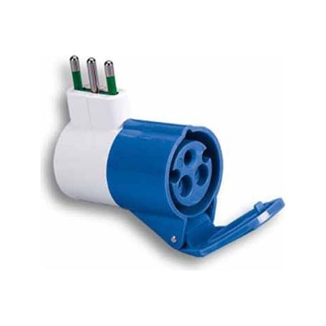 Adaptateur industriel avec fiche 16A et prise Cee 309 - 16A, couleur bleu 73000 (1/2)