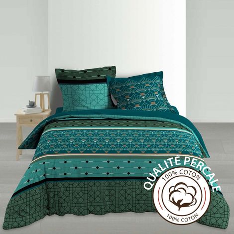 Parure 3 p. 240 x 220 cm percale de coton 78 fils Leandro (1/5)