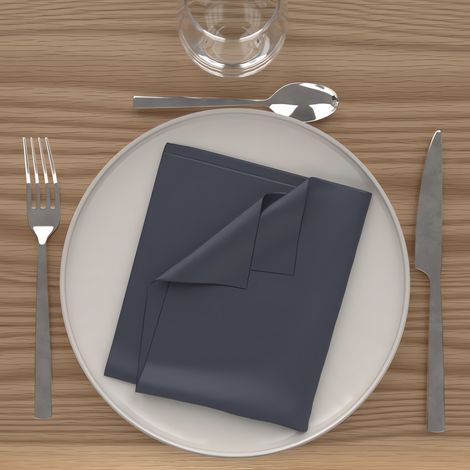 Lot de 3 serviettes de table 40x40 cm ALIX bleu jean, par Soleil d'Ocre