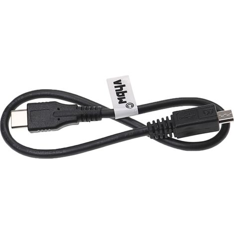 vhbw Universal Kabel USB 3.1 Typ C auf Micro-USB für diverse Geräte wie Smartphone, Tablet, Festplatte - Daten- & Ladekabel, 30 cm Schwarz (1/3)