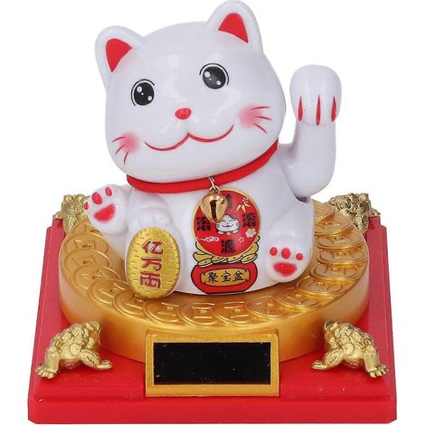 Figurine de chat porte-bonheur, économe en énergie, mignonne, à énergie solaire, bras agité, statue de chat porte-bonheur pour systèmes de caisse enregistreuse