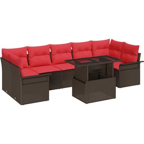 Conjunto de sofá de jardín 8 pcs Marrón ratán sintético vidaXL