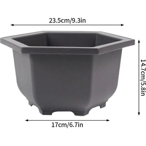 Pot à bonsaï hexagonal (C) en imitation argile violette, pot de fleurs en plastique, pot pour plantes succulentes, jardinière de jardin. (1/4)