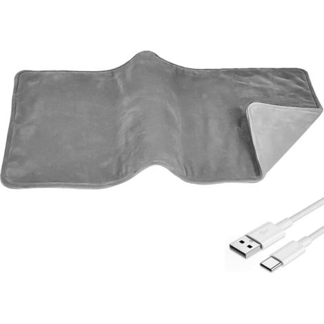 YMYNY USB Couverture Chauffante, 30 X 60CM Plaid Chauffant pour Dos Cou épaule, Lavable Hiver Electric Blanket, Protection Contre la Surchauffe, Gris (1/4)