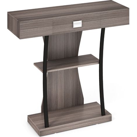 Mesa consola 91 x 30 x 88 cm práctico almacenaje y elegante diseño en metal gris 200013822